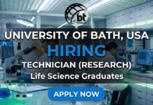 Research Jobs at University of Bath USA | Apply for Research Technician Role University of Bath Research Technician Job – Technician (Research) in Life Sciences