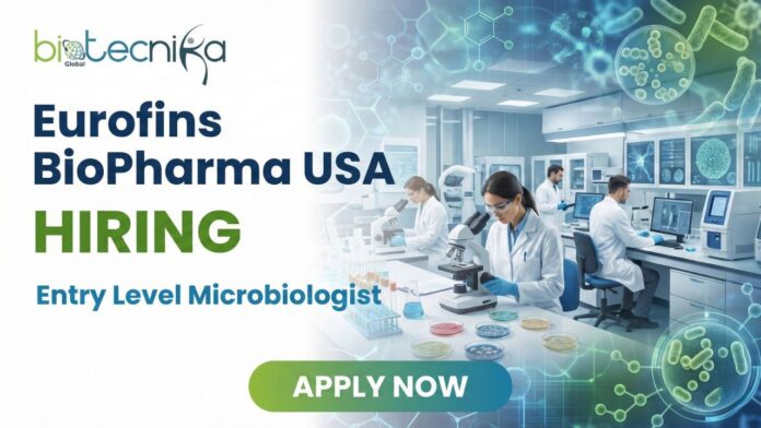 Entry level microbiologist job at Eurofins Scientific laboratory in Lancaster PA