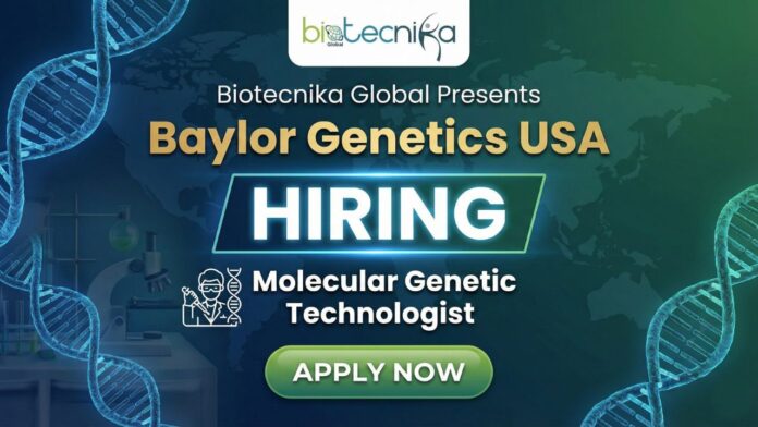 Molecular Technologist performing high-complexity genetic tests at Baylor Genetics lab in Houston