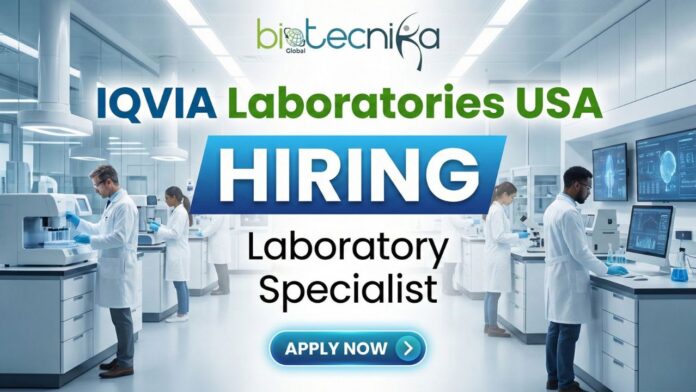 Laboratory Specialist at IQVIA Laboratories working with advanced automation in a high-tech CLIA lab in Austin, Texas