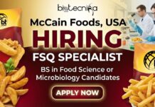 McCain Foods Hiring for Quality Specialist | Apply Now for the Food Science Jobs! Launch your career with McCain Foods as Quality Specialist | Apply Now for the Food Science Jobs!