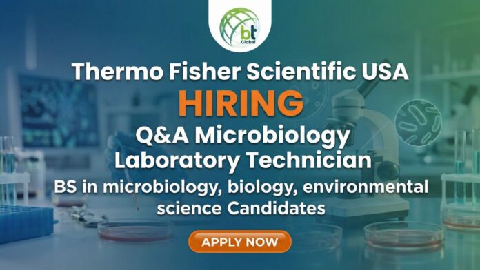 QA Microbiology Laboratory Technician at Thermo Fisher Scientific performing lab testing and environmental monitoring