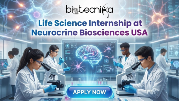 Apply for a Life science internship at Neurocrine Biosciences and gain hands-on bioprocessing experience with a paid Internship in the US.