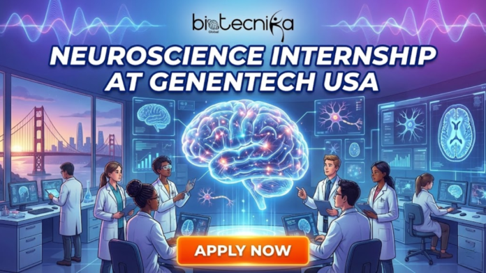 Apply for a Neuroscience internship at Genentech USA. Paid 2026 summer internship focused on neurodegeneration and neuroscience research.
