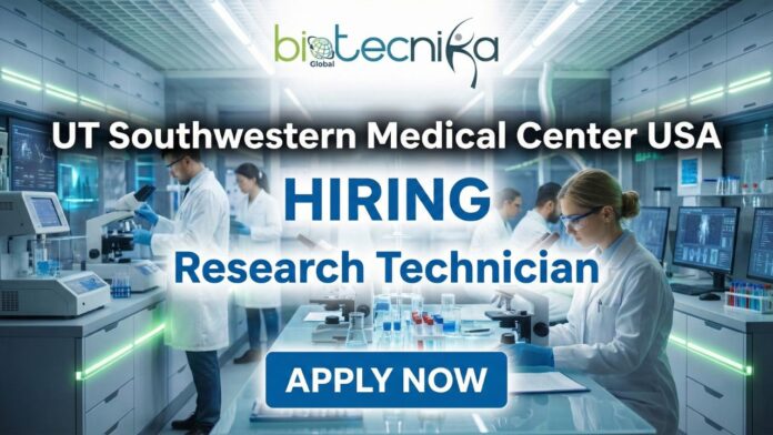 Entry-level research technician job at UT Southwestern Medical Center, Dallas – metabolic research and laboratory work