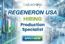 Assoc Biotech Production Specialist Job at Regeneron USA | Biotech Apply Now Assoc Biotech Production Specialist biotech job opportunity at Regeneron manufacturing facility