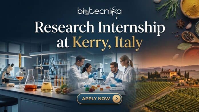 Kerry research internship 2026 food science internship opportunity in Italy R&D laboratory