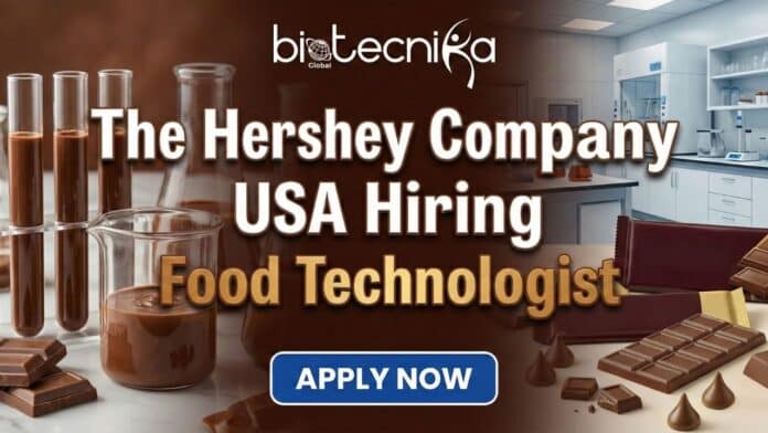 Food Technologist working on confectionery and snack product innovation at The Hershey Company lab