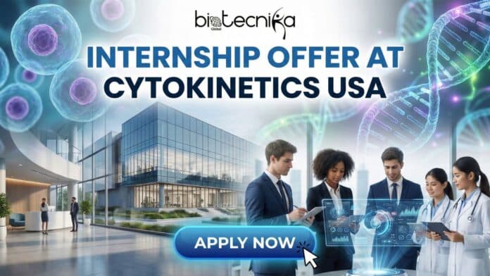 Research Lab Operations Internship at Cytokinetics in USA biopharmaceutical laboratory