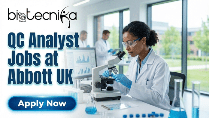 Exciting QC Analyst Jobs in the UK Abbott Is Hiring Life Science Graduates. A featured image for a job advertisement titled