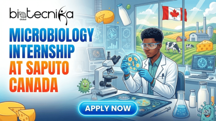 Microbiology Internship in Canada Paid Quality Control Intern Role at Saputo. A promotional banner for a