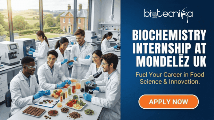 Top Biochemistry Internship at Mondelēz UK Earn Upto £23,000. Gemini said A promotional image for a
