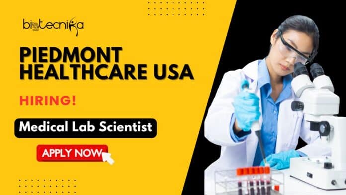 Medical Lab Scientist working in microbiology lab at Piedmont Atlanta Hospital, symbolizing career growth in Piedmont healthcare careers