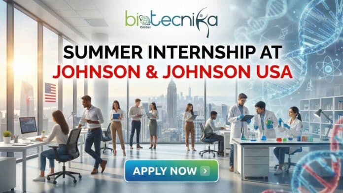 Investigative Pathobiology summer internship at Johnson & Johnson USA for biology students