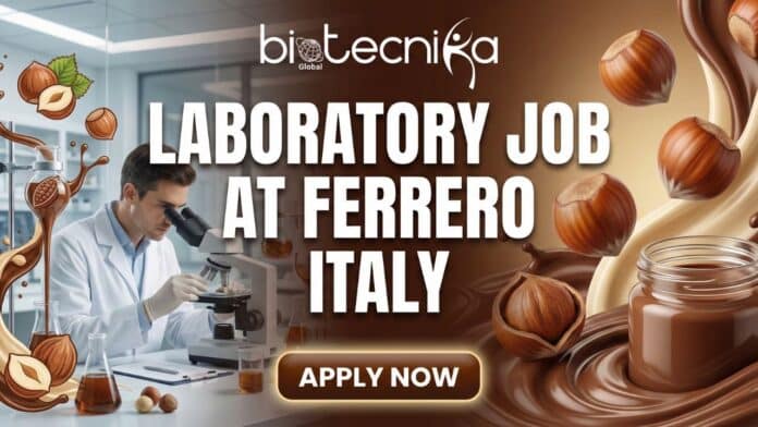 Laboratory Specialist conducting molecular biology analyses in Ferrero’s FSQ Central Laboratory, Alba – Ferrero careers opportunity.