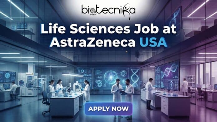 AstraZeneca Associate Specialist Cell Therapy job poster – life sciences careers, Rockville MD, hands-on biotech manufacturing opportunity
