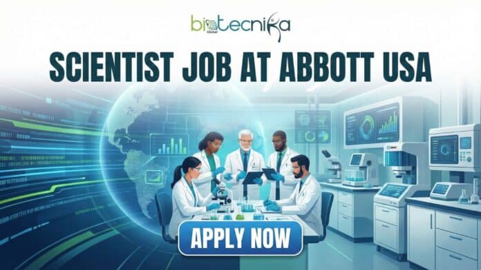 Associate Scientist I working in Abbott Park lab performing molecular biology experiments, representing Scientist Jobs and Abbott Jobs.