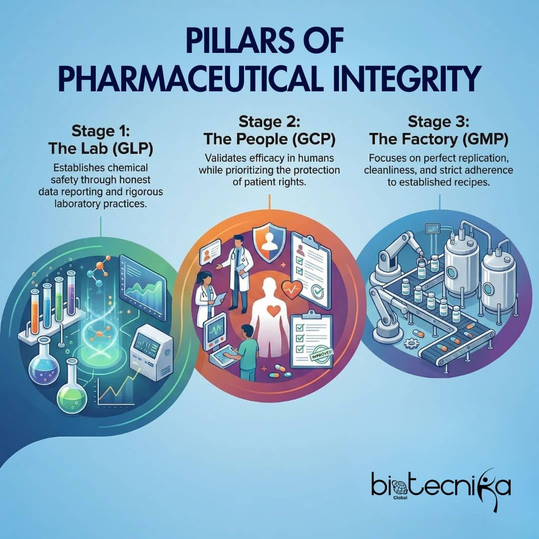 Learn GCP, GLP, GMP, regulatory guidelines, good manufacturing practice, good laboratory practice, and good clinical practice globally.