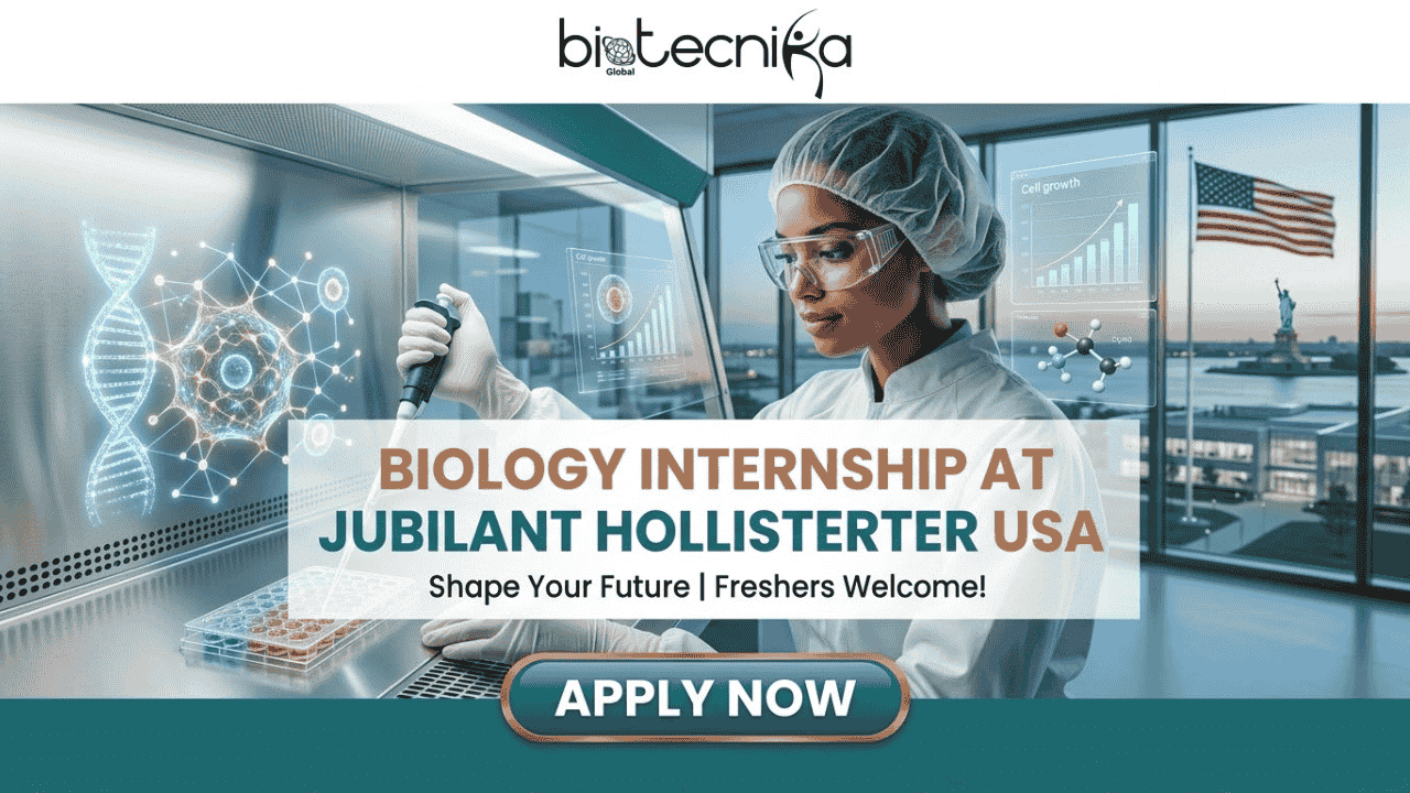 Biology Internship in USA: Earn $25/hr at Jubilant – Limited Seats!