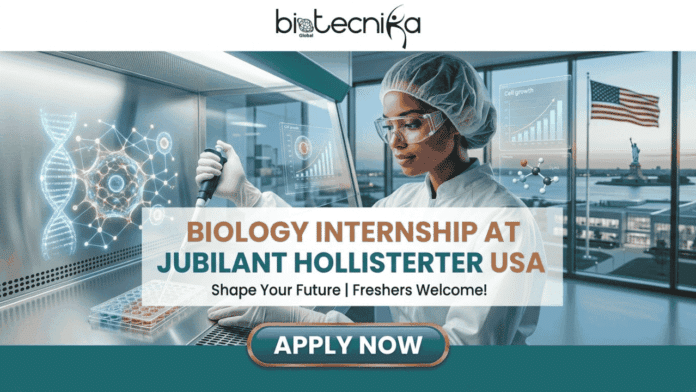 Biology Internship in USA Earn $25hr at Jubilant – Limited Seats! A promotional banner advertising a