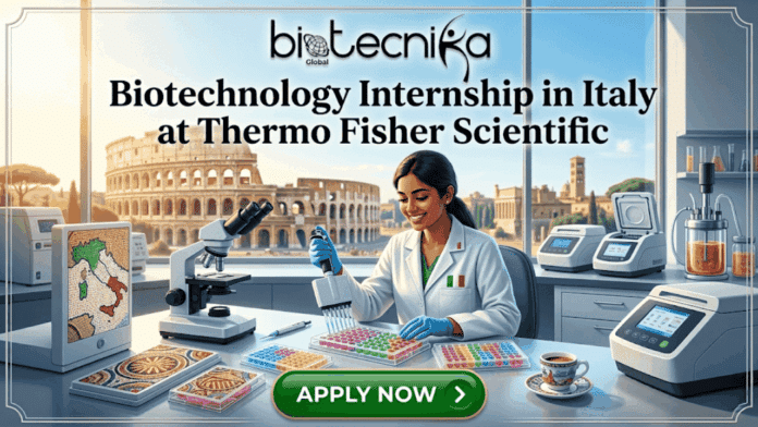 Biotechnology Internship in Italy at Thermo Fisher Scientific – Join the mRNA Project Team in Monza. An advertisement for a