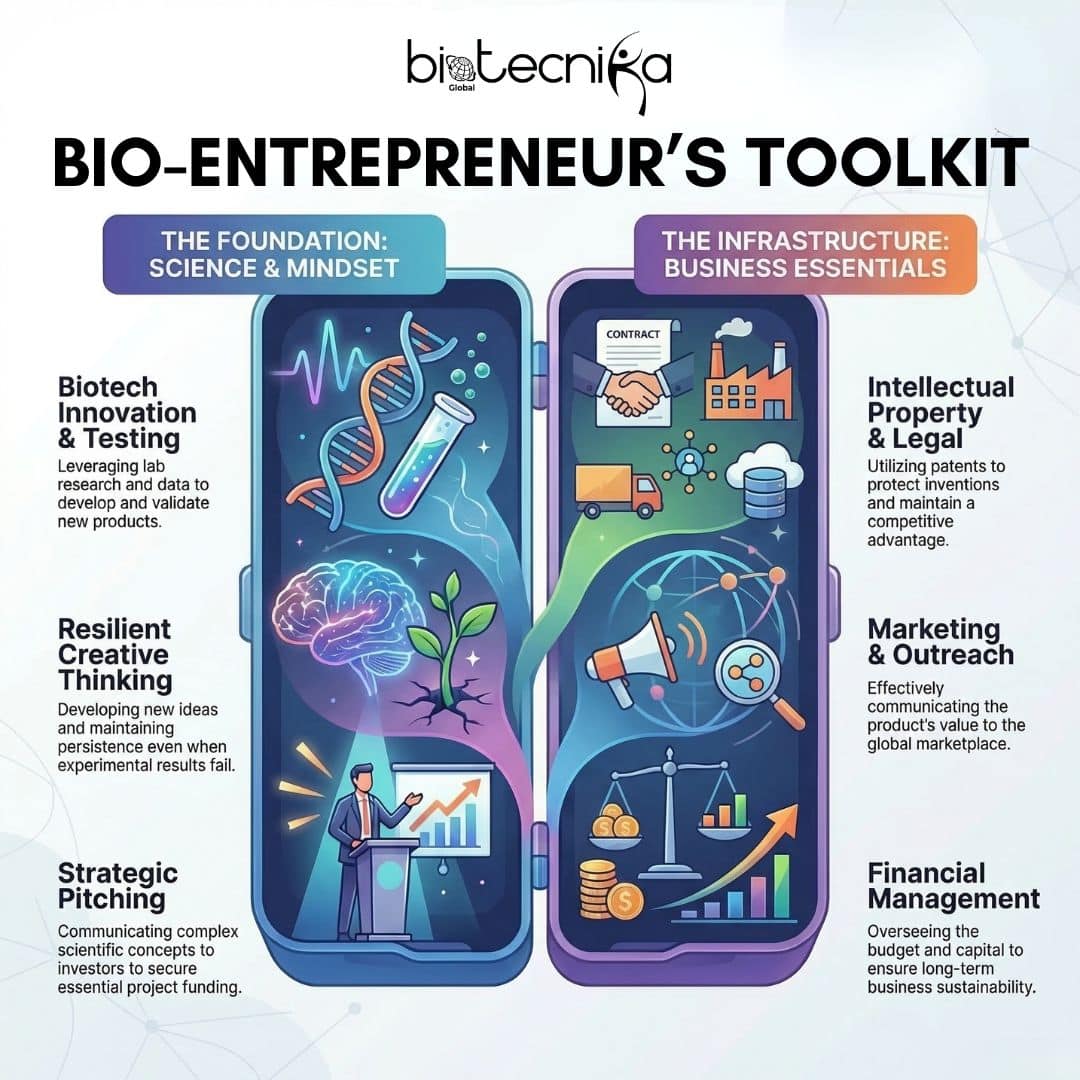 Explore Bio-Entrepreneurship Careers, key roles, global pathways, and essential Entrepreneurship Skills helping scientists turn research into startups.