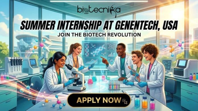 Exclusive Summer Internship at Genentech Careers in the USA. Biochemistry Candidates Apply for the Internship.