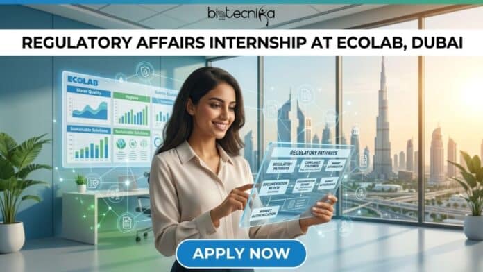 Regulatory Affairs Internship at Ecolab in Dubai. Apply for the Regulatory Affairs Intern Role at Ecolab Careers.