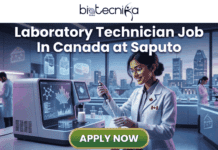 Laboratory Technician Job in Canada at Saputo | Don’t Miss This Opportunity! Laboratory Technician Job in Canada 🇨🇦 Saputo Hiring Students at $29+hr – Don’t Miss This Life Science Opportunity! A featured image from biotecnika Global promoting a job opportunity. A smiling female laboratory technician of South Asian descent, wearing a lab coat with Canadian flag pins, holds a pipette and a test tube of milk in a modern lab. She works with advanced, clean-lined equipment displaying data, including graphics of milk cartons and a large cheese wheel, and a maple leaf-shaped data chart. Through large windows, a snow-dusted Canadian city skyline is visible at twilight. In the background, other technicians are working. Large, bold white text across the image reads, "Laboratory Technician Job In Canada at Saputo". The biotecnika Global logo is at the top center. A prominent rounded green button with bold white text at the bottom center reads, "APPLY NOW". Cheese wedge outlines are on the screen. The entire composition is unique, relatable, and designed to be scroll-stopping.