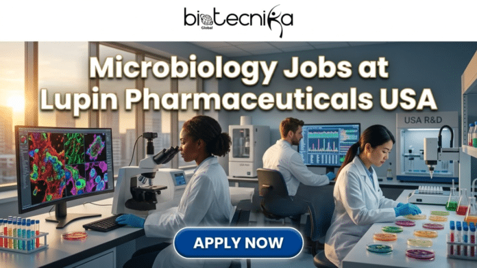 Latest Microbiology Jobs at Lupin Pharmaceuticals USA Don't Miss Global Opportunity. An illustrated promotional image for