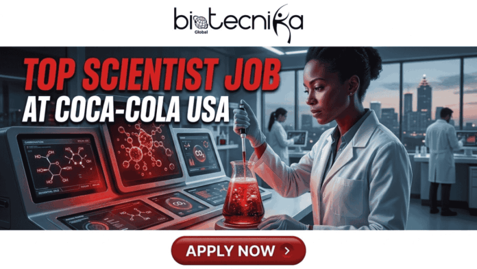 Scientist Job Alert Coca-Cola Hiring Product Development Scientist – Top Food Science Jobs in USA. A professional featured image banner for a