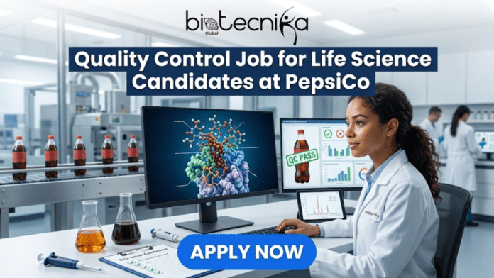 Urgent Hiring Quality Control Job for Life Science Candidates in South Africa at PepsiCo. A detailed promotional photo-composite graphic with the