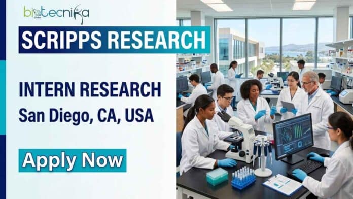 Apply for a research intern role at Scripps Research. Explore part time job opportunities in USA with hands-on biotech experience.