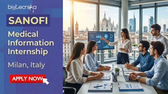 Biology internship at Sanofi in Milan, Italy. Apply now for Medical Information Intern role and explore top internships in Italy with global healthcare exposure.