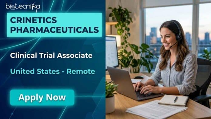 CTA job opening at Crinetics Pharmaceuticals – apply for a remote Clinical Trial Associate role in the US with excellent salary and growth opportunities.