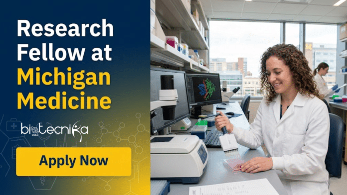 Research Fellow at Michigan Medicine. Life Sciences Candidates, Apply Now. Research Opportunity in the USA.