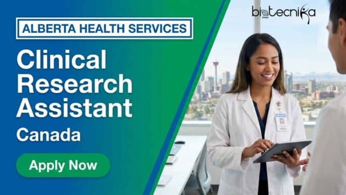 CRA job in Canada at Alberta Health Services for a Clinical Research Assistant role in oncology clinical trials at Arthur Child Cancer Centre.