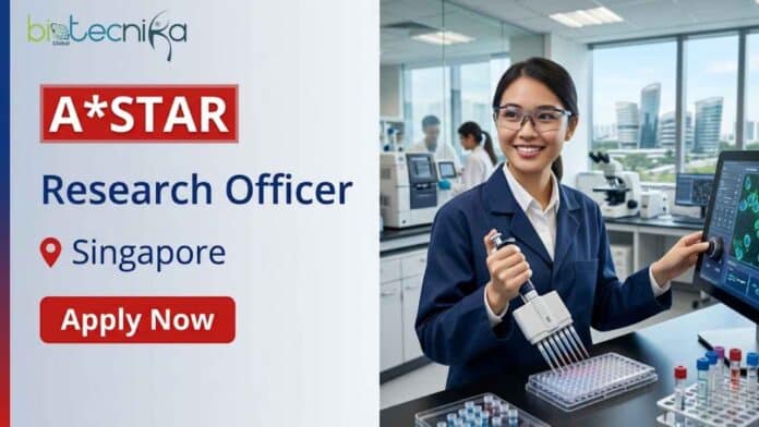 Research officer job at ASTAR Singapore for Life Sciences and healthcare candidates. Explore ASTAR careers and research jobs in Singapore today.