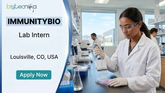Lab Intern opportunity at ImmunityBio in Louisville, Colorado for undergraduate students in molecular biology, microbiology, biochemistry, and bioengineering. Explore ImmunityBio careers and molecular biology jobs in the US.