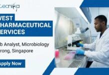 Lab Analyst Job at West Pharmaceutical Services | Apply for a Microbiology Career in Singapore Apply for a lab analyst job at West Pharmaceutical Services in Singapore. Explore this microbiology job with cGMP laboratory testing, validation, and quality compliance responsibilities.