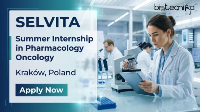 Oncology internship at Selvita Poland 2026 for biotechnology, biology, and biochemistry students. Apply now for paid internships in Poland with Selvita careers.