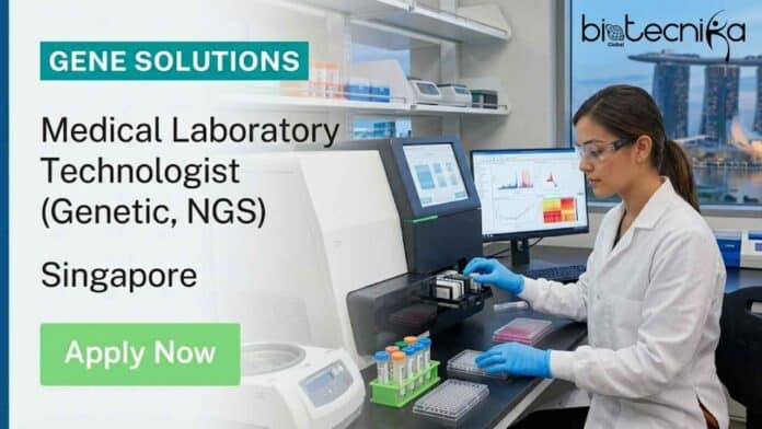 Medical lab tech job at Gene Solutions Singapore for professionals with NGS and molecular biology experience. Apply for this biotechnology and genetic testing role today.