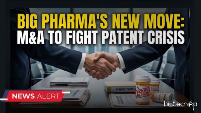 Big pharma accelerates M&A deals in 2026 as patent expiries threaten revenues, driving biotech acquisitions and global pharmaceutical partnerships.