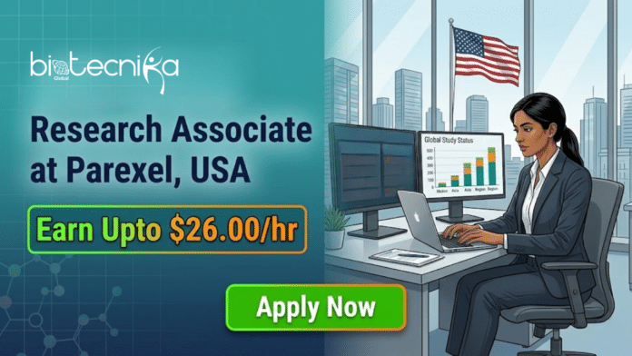 Research Associate Job at Parexel. Life Science Candidates, Apply Now & Earn Upto $26.00/hr. Job Opportunity in the USA.