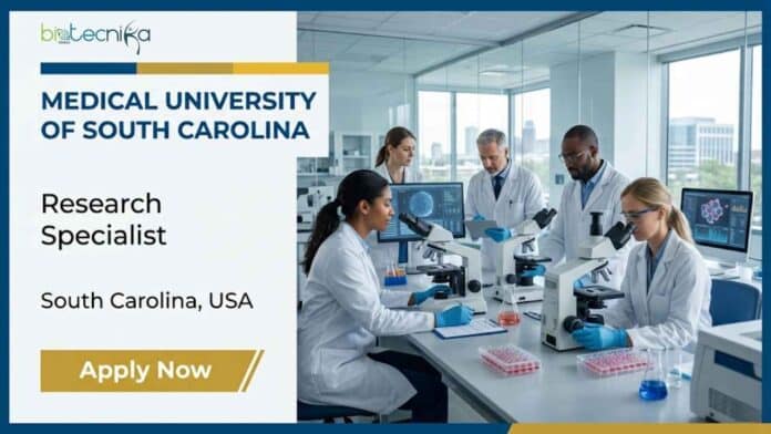Research job at MUSC in Charleston, SC. Apply for a Research Specialist position and gain experience in neuroscience research, molecular biology, and zebrafish studies.