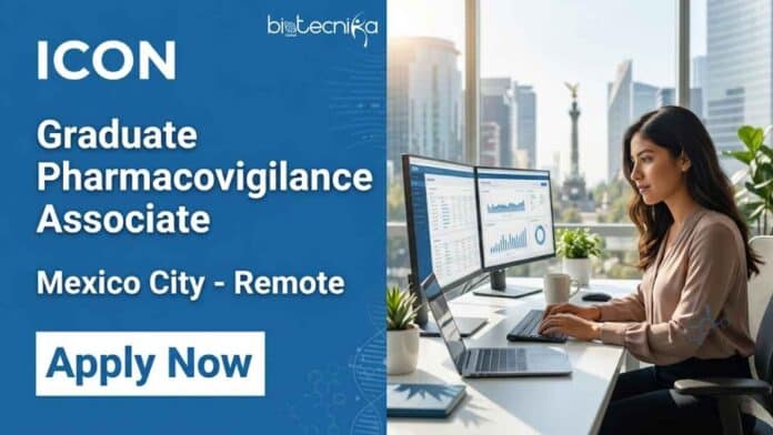 Apply for a remote pharmacovigilance job with ICON in Mexico City. Join as a Graduate Pharmacovigilance Associate and start your career in drug safety and clinical research.
