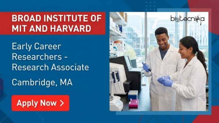 Research associates job at Broad Institute of MIT and Harvard. Apply for Research Associate I positions in Cambridge, MA with competitive salary, research experience, and career growth opportunities.