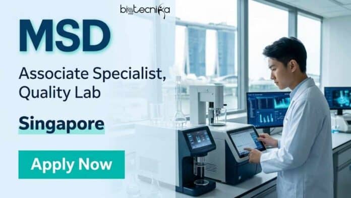 Life sciences job opportunity at MSD Singapore for an Associate Specialist, Quality Lab. Explore MSD careers, responsibilities, qualifications, and apply for this exciting job in Singapore.