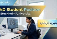 PhD Student Position at Stockholm University, Sweden | Apply Online PhD Student Position at Stockholm University for Molecular Biosciences PhD research in Sweden
