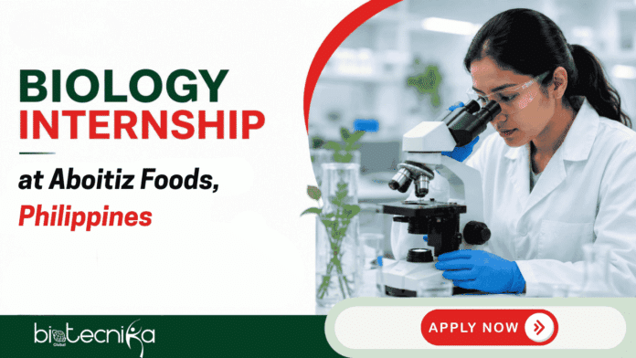 Biology Internship at Aboitiz Foods. Biology and Microbiology Candidates, Apply Online. Internship Opportunity in Philippines.